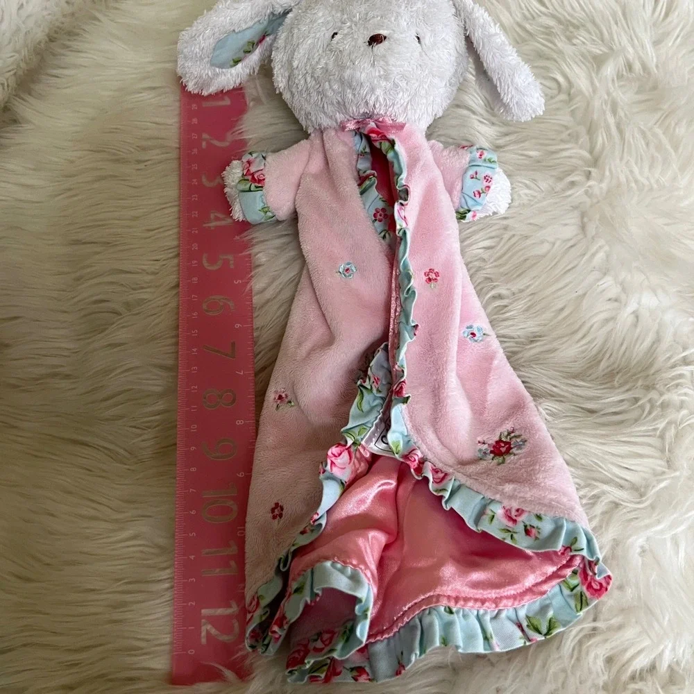 Carters Pink Floral Bunny Rabbit Security Blanket Lovey Satin Trim Rattle Plush